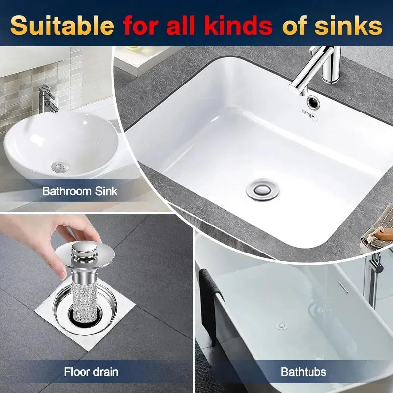 1PCS Washbasin Leak Plug Stainless Steel Bouncing Core Type Filter Basket Sink Drain for Washbasin Universal Accessory