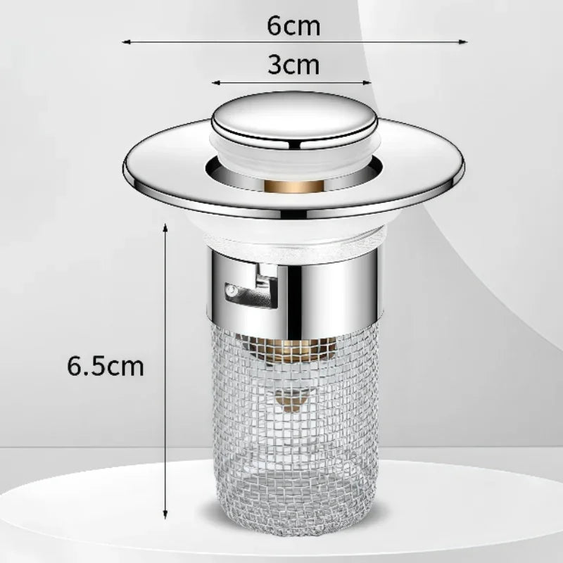 1PCS Washbasin Leak Plug Stainless Steel Bouncing Core Type Filter Basket Sink Drain for Washbasin Universal Accessory